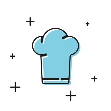 Siyah Chef şapka simgesi beyaz arka plan üzerinde izole. Pişirme sembolü. Aşçı şapkası. Vektör İllüstrasyonu