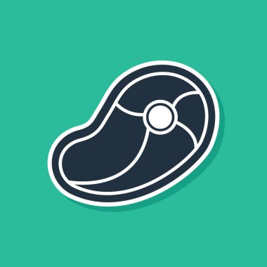 Mavi Biftek ikonu yeşil arka planda izole edilmiş. Vektör İllüstrasyonu