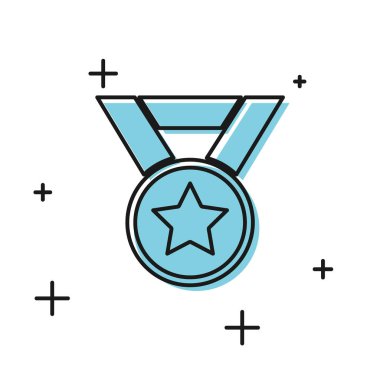 Siyah Madalya simgesi beyaz arka planda izole. Kazanan sembolü. Vektör İllüstrasyonu