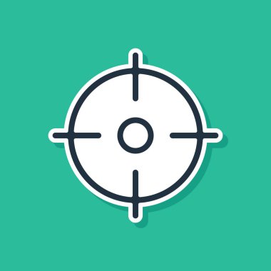 Mavi Hedef spor simgesi yeşil arka planda izole edildi. Atış mesafesi ya da atış mesafesi için sayıları olan temiz bir hedef. Vektör İllüstrasyonu