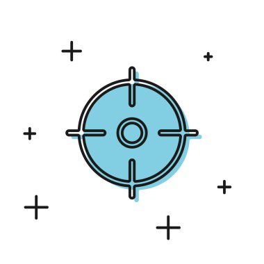 Siyah Hedef spor simgesi beyaz arkaplanda izole edildi. Atış mesafesi ya da atış mesafesi için sayıları olan temiz bir hedef. Vektör İllüstrasyonu