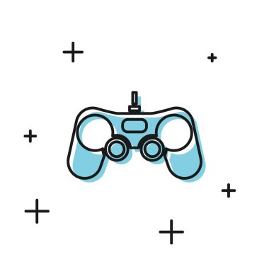 Siyah Gamepad simgesi beyaz arka planda yalıtılmış. Oyun kumandası. Vektör İllüstrasyonu
