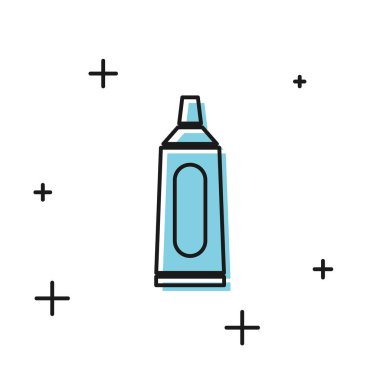 Beyaz arkaplanda siyah diş macunu simgesi var. Vektör İllüstrasyonu