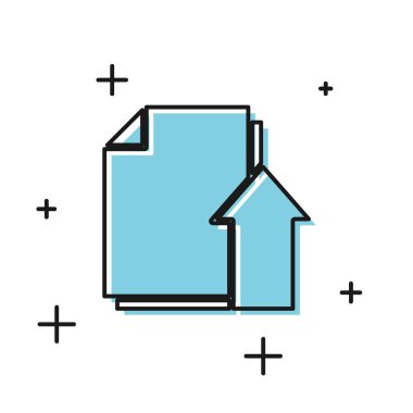 Siyah Gönderme dosya simgesi beyaz arkaplanda izole edildi. Belge oku. Vektör İllüstrasyonu