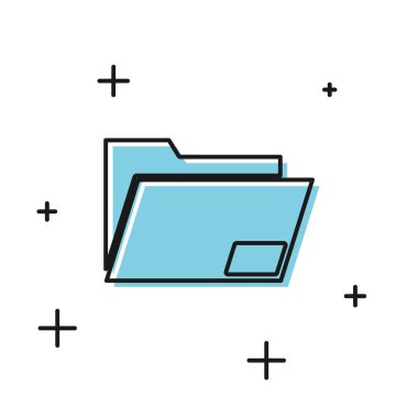 Beyaz arka planda yalıtılmış Siyah Belge klasör simgesi. Muhasebe bağlayıcı sembolü. Muhasebe yönetimi. Vektör İllüstrasyonu