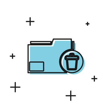 Beyaz arkaplanda siyah silme dizini simgesi izole edildi. Dizini sil ya da hata yap. Bilgisayar bilgi dizinini kapat. Vektör İllüstrasyonu