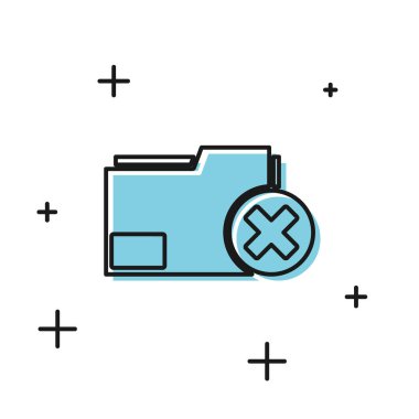 Beyaz arkaplanda siyah silme dizini simgesi izole edildi. Dizini sil ya da hata yap. Bilgisayar bilgi dizinini kapat. Vektör İllüstrasyonu