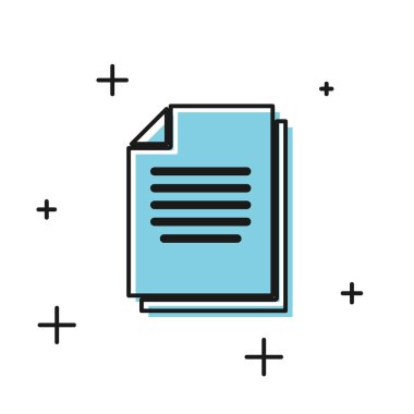 Beyaz arka planda yalıtılmış Siyah Belge simgesi. Dosya simgesi. Denetim listesi simgesi. İş konsepti. Vektör İllüstrasyonu