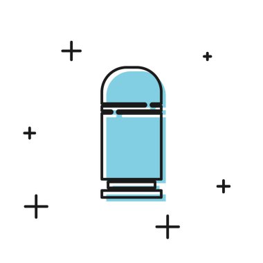 Beyaz arka planda yalıtılmış siyah kartuşsimgesi. Av tüfeği avlama ateşli silah kartuşları. Av tüfek mermi simgesi. Vektör İllüstrasyonu