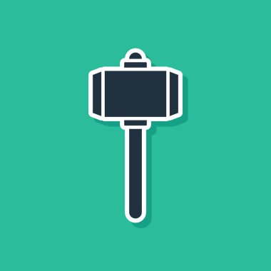 Mavi Savaş Çekici simgesi yeşil arka planda izole edildi. Vektör İllüstrasyonu