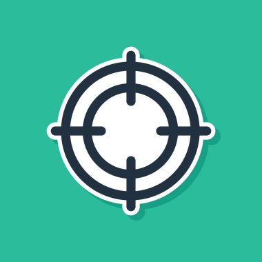 Mavi Hedef spor simgesi yeşil arka planda izole edildi. Atış mesafesi ya da atış mesafesi için sayıları olan temiz bir hedef. Vektör İllüstrasyonu