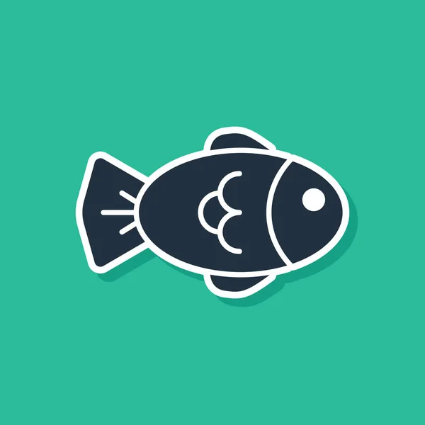 Blauwe vis pictogram geïsoleerd op groene achtergrond. Vector illustratie — Stockvector
