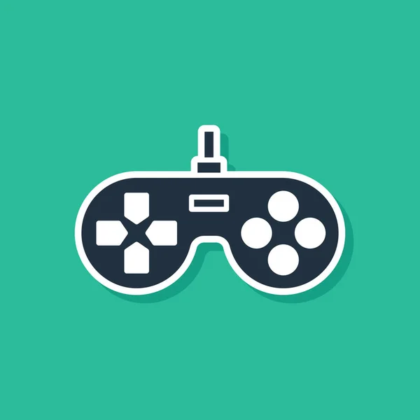 Blue Gamepad icon isolated on green background. Game controller. Vector Illustration — Stock Vector
