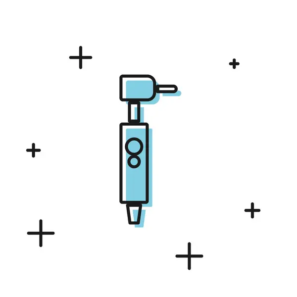 Icona trapano dente nero isolato su sfondo bianco. Manipolo dentale per utensili di foratura e rettifica. Illustrazione vettoriale — Vettoriale Stock