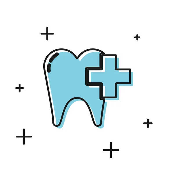 Schwarze Zahnklinik für Zahnpflege Zahnsymbol isoliert auf weißem Hintergrund. Vektorillustration — Stockvektor