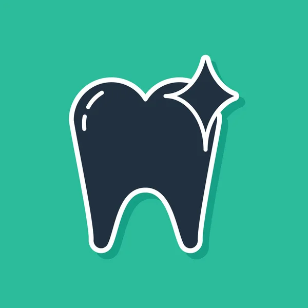 Blue Tooth whitening concept icon isolated on green background. Tooth symbol for dentistry clinic or dentist medical center. Vector Illustration — 스톡 벡터