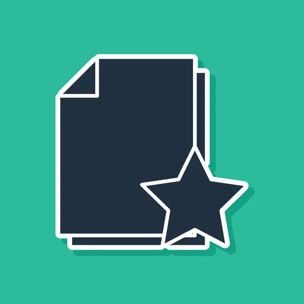 Blaues Dokument mit Sternsymbol auf grünem Hintergrund. Dokument am besten, Favorit, Rating-Symbol. Vektorillustration — Stockvektor
