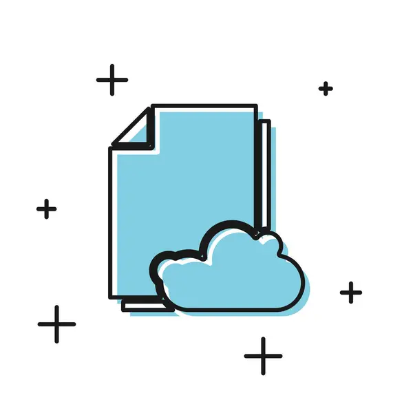 Schwarzes Textdokument-Symbol für Cloud-Speicherung auf weißem Hintergrund. Vektorillustration — Stockvektor