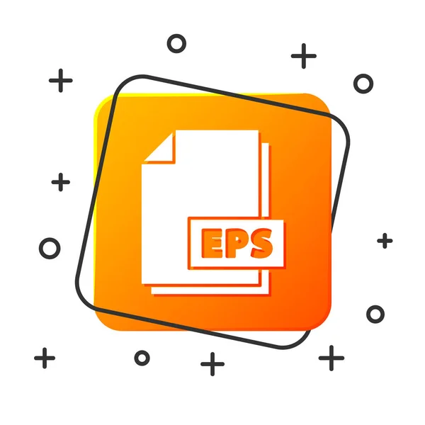 Documento de archivo EPS blanco. Descargar icono del botón eps aislado sobre fondo blanco. Símbolo de archivo EPS. Botón cuadrado naranja. Ilustración vectorial — Vector de stock