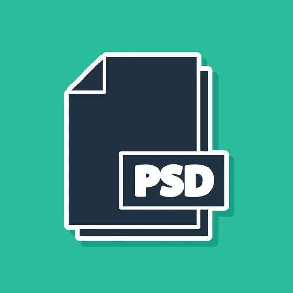 Documento de archivo PSD azul. Descargar icono del botón psd aislado sobre fondo verde. Símbolo del archivo PSD. Ilustración vectorial — Archivo Imágenes Vectoriales