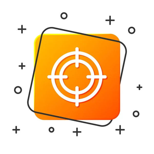 Icona sportiva White Target isolata su sfondo bianco. Bersaglio pulito con numeri per poligono di tiro o tiro. Pulsante quadrato arancione. Illustrazione vettoriale — Vettoriale Stock