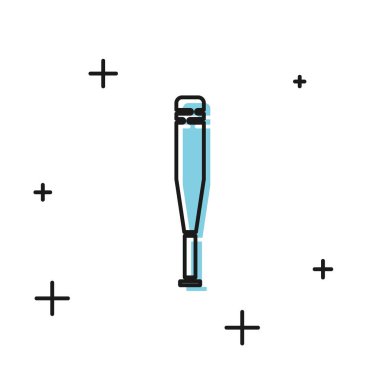 Siyah beyzbol sopası simgesi beyaz arkaplanda izole edilmiş. Vektör İllüstrasyonu