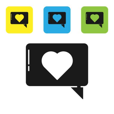 Siyah Benzerlik ve kalp simgesi beyaz arkaplanda izole edilmiş. Karşıt Bildirim Simgesi. Insta 'yı takip et. Renkli kare düğmeleri ayarlayın. Vektör İllüstrasyonu