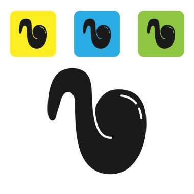 Siyah Kızarmış Tavuk Kanadı simgesi beyaz arka planda izole edilmiş. Renkli kare düğmeleri ayarlayın. Vektör İllüstrasyonu