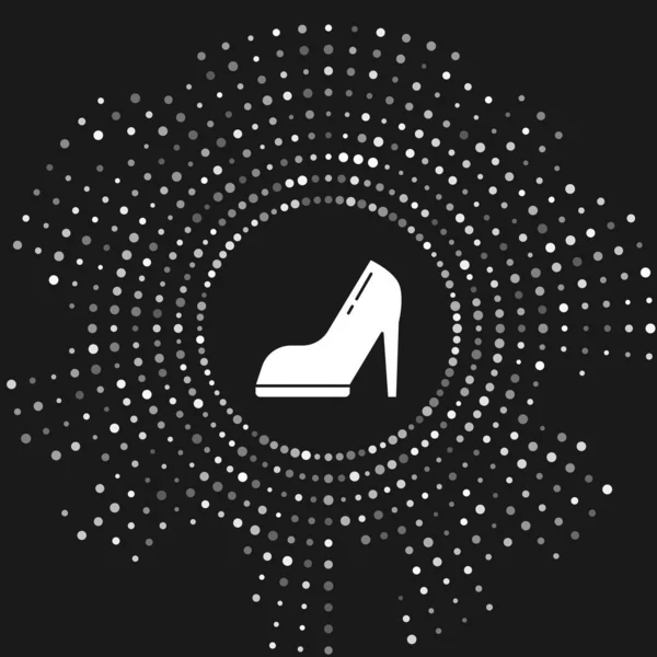 Sepatu wanita putih dengan ikon tumit tinggi terisolasi di latar belakang abu-abu. Titik-titik acak lingkaran abstrak. Ilustrasi Vektor - Stok Vektor