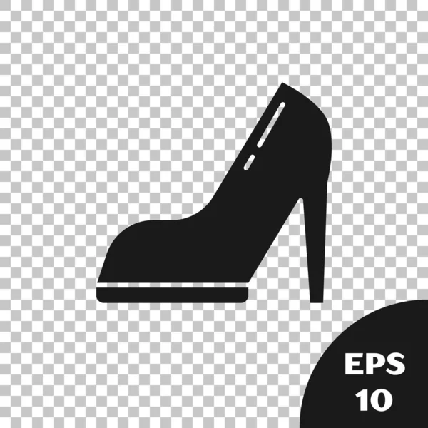 Sepatu wanita hitam dengan ikon tumit tinggi diisolasi pada latar belakang transparan. Ilustrasi Vektor - Stok Vektor
