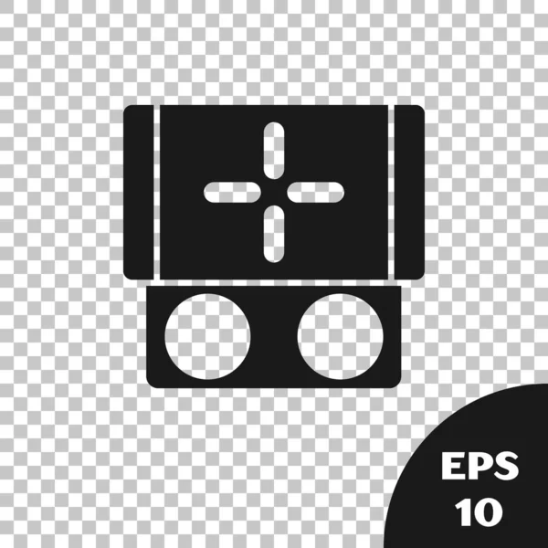 Icono de consola de videojuegos Black Portable aislado sobre fondo transparente. Señal de mando. Concepto de juego. Ilustración vectorial — Archivo Imágenes Vectoriales
