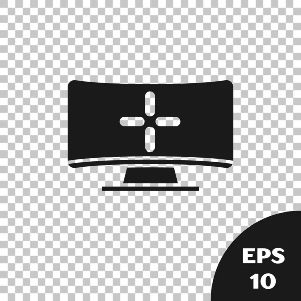 Fekete Computer monitor ikon elszigetelt átlátszó háttérrel. PC alkatrész jel. Vektorillusztráció — Stock Vector