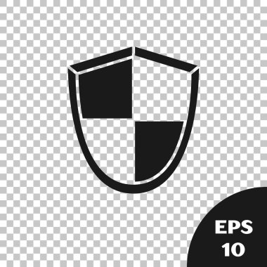 Siyah Kalkan simgesi şeffaf arkaplanda izole edildi. Gardiyan. Güvenlik, güvenlik, koruma, gizlilik kavramı. Vektör İllüstrasyonu