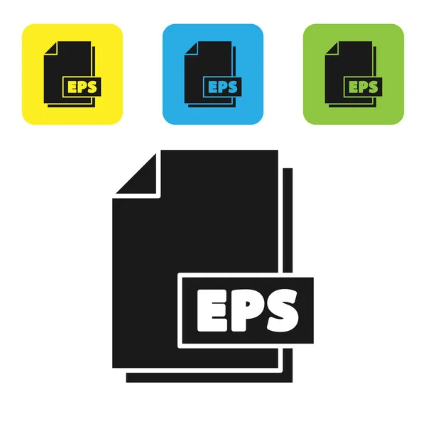 Fildokument från Black Eps. Ladda ner eps knapp ikonen isolerad på vit bakgrund. Eps-fil symbol. Ställ ikoner färgglada fyrkantiga knappar. Vektor Illustration — Stock vektor