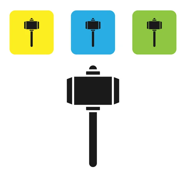 Ícone de martelo de batalha preto isolado no fundo branco. Definir ícones coloridos botões quadrados. Ilustração vetorial — Vetor de Stock