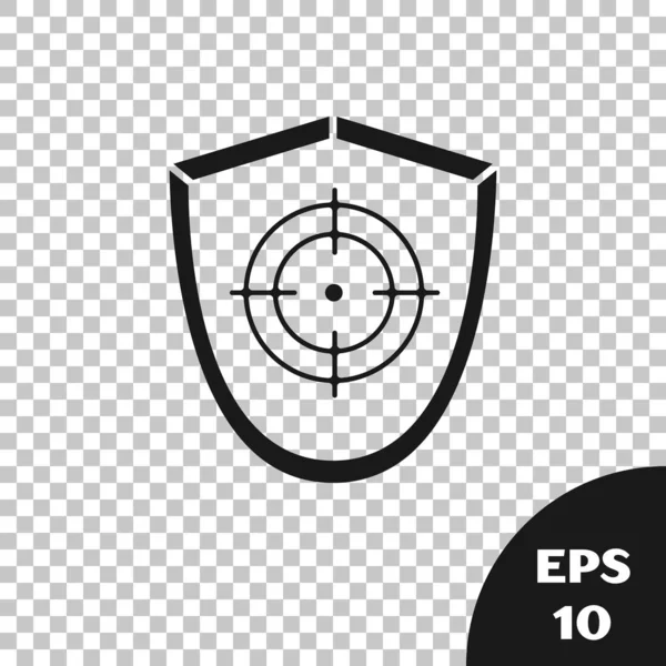 Black Target sport icon isolated on transparent background. Clean target with numbers for shooting range or shooting. Vector Illustration
