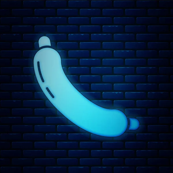 Glowing neon Sausage icon isolated on brick wall background. Grilled sausage and aroma sign. Vector Illustration — ストックベクタ