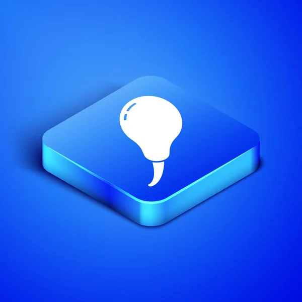 Isometrisk kycklingben ikonen isolerad på blå bakgrund. Kycklingklubbor. Blå fyrkantig knapp. Vektor illustration — Stock vektor