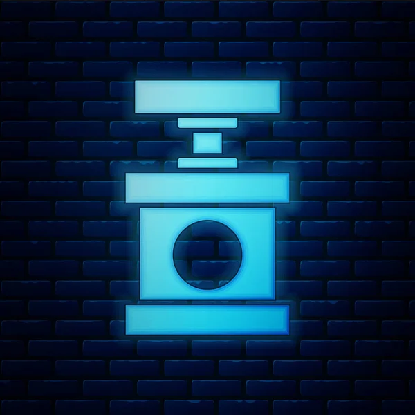 Glowing neon Handle detonator for dynamite icon isolated on brick wall background. Vector Illustration — 스톡 벡터