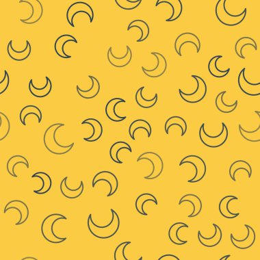 Mavi çizgi Ay ve yıldız ikonu sarı arka planda izole edilmiş pürüzsüz desen. Vektör İllüstrasyonu