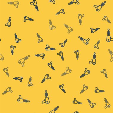 Mavi çizgi ışın tabancası ikonu sarı arka planda pürüzsüz desen izole etti. Lazer silahı. Uzay silahı. Vektör İllüstrasyonu