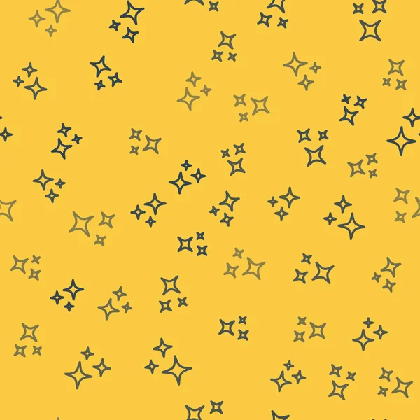 Blå linje Fallande stjärna ikon isolerad sömlös mönster på gul bakgrund. Skytte stjärna med stjärnspår. Meteoroid, meteorit, komet, asteroid, stjärnsymbol. Vektor Illustration — Stock vektor