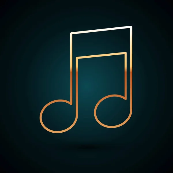 Gold line Music note, tone icon isolated on dark blue background. Vector Illustration — 스톡 벡터