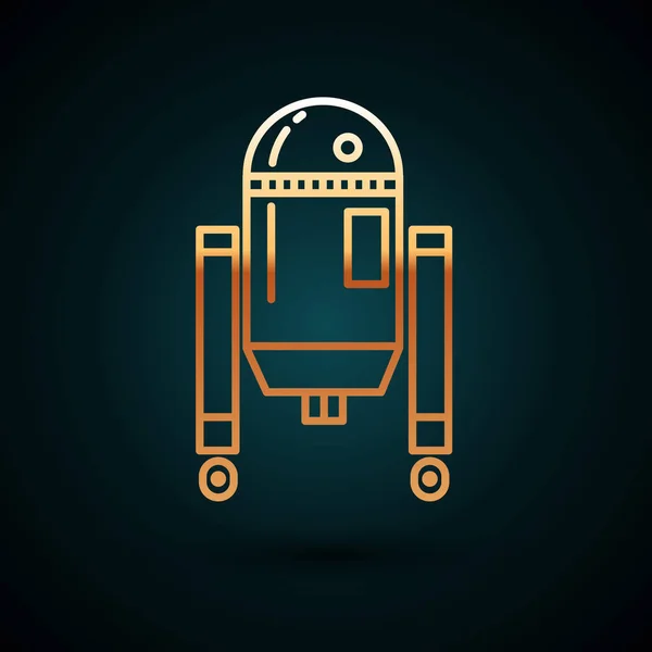 Gold line Robot icon isolated on dark blue background. Vector Illustration — Stock Vector