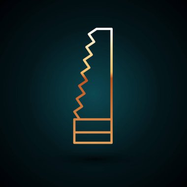 Altın Çizgili Bahçe simgesi koyu mavi arka planda izole edilmiş. Vektör İllüstrasyonu