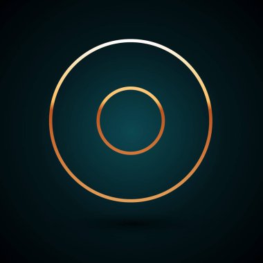 Koyu mavi arkaplanda izole edilmiş altın çizgi simgesi. Çatal bıçak sembolü. Restoran tabelası. Vektör İllüstrasyonu