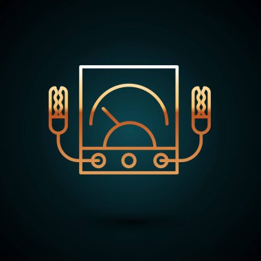 Ampere ölçer, multimetre, voltmetre ikonu koyu mavi arkaplanda izole edilmiş. Elektrik akımını ölçmek için araçlar. Vektör İllüstrasyonu