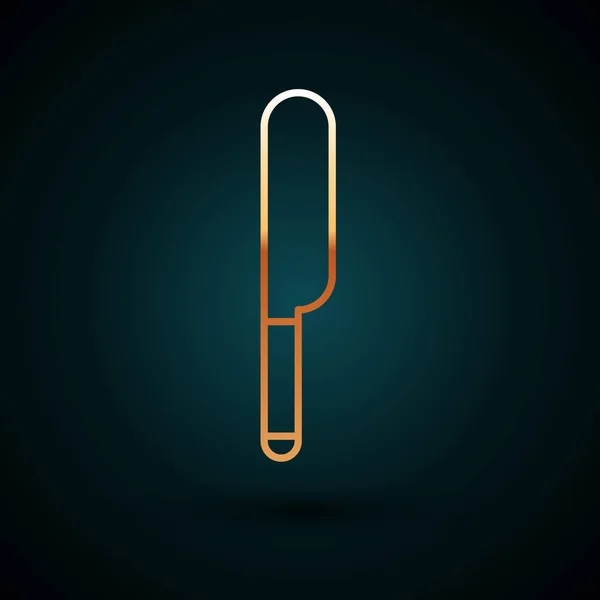 Guld linje Kniv ikon isolerad på mörkblå bakgrund. Bestick symbol. Vektor Illustration — Stock vektor