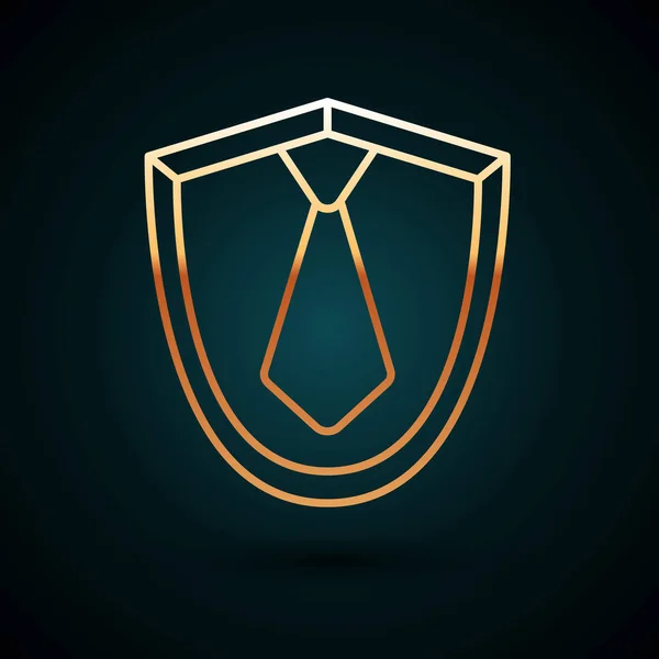 Guld linje Tie ikon isolerad på mörkblå bakgrund. Necktie och halsduk symbol. Vektor Illustration — Stock vektor