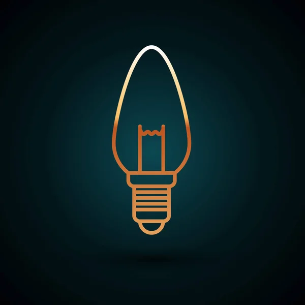 Ligne d'or Ampoule avec concept d'icône d'idée isolée sur fond bleu foncé. Énergie et symbole d'idée. Concept d'inspiration. Illustration vectorielle — Image vectorielle